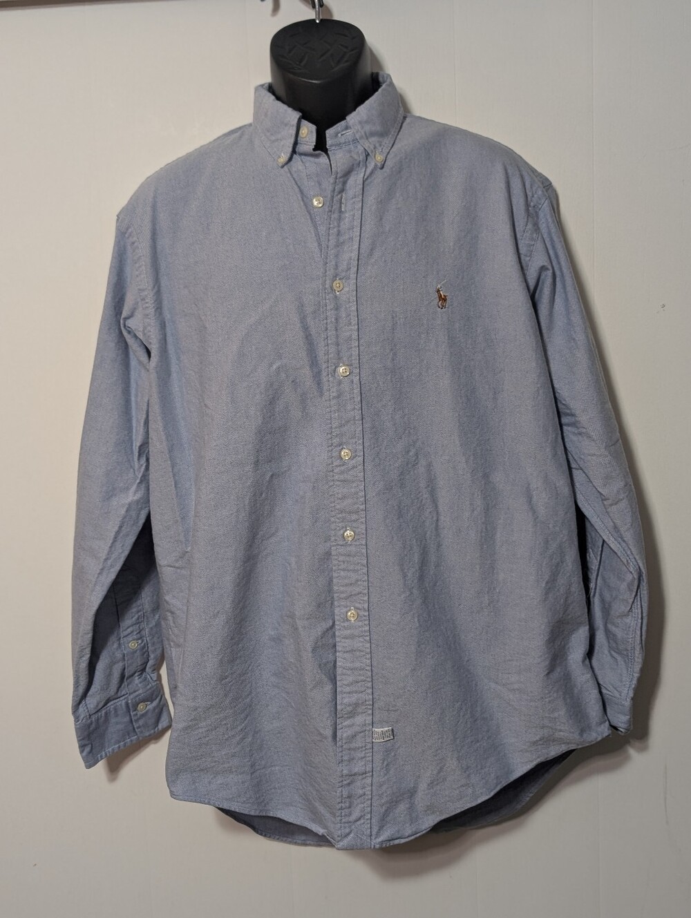Men's Vintage Ralph Lauren Blue Oxford Cotton Button Down Shirt Size 16 34